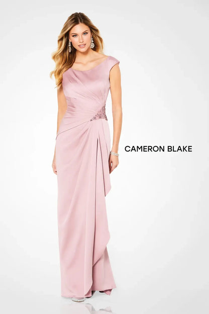 Cameron Blake 219676 Pleated Long Formal Beaded Evening Dress