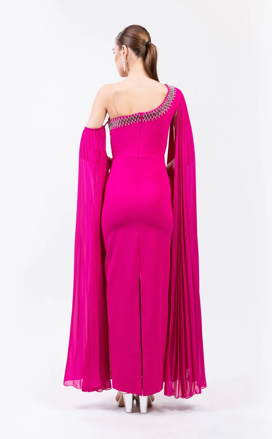 Odrella 7837 Long Formal Fitted Cape Evening Prom Dress