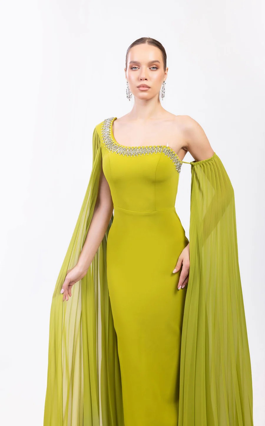 Odrella 7837 Long Formal Fitted Cape Evening Prom Dress
