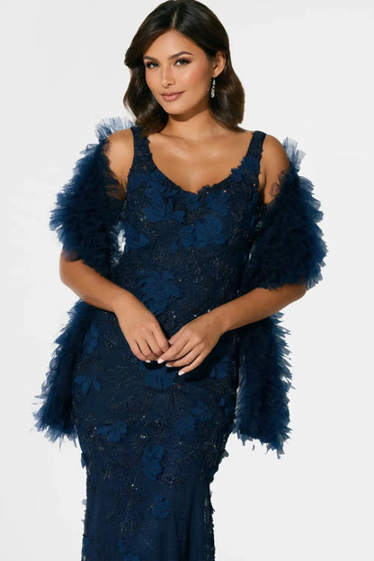 Ivonne D ID306 Long Beaded Sequin Mermaid Formal Dress