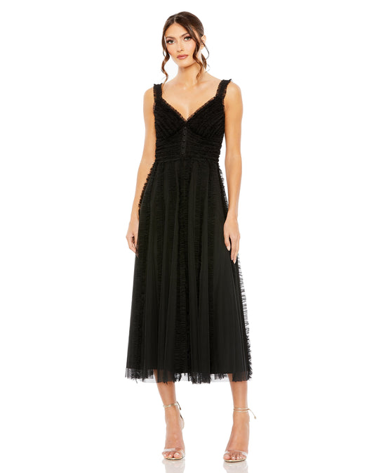 Ruffle Cocktail Tea Length Dress Ruffle Tea Length Mac Duggal 8056