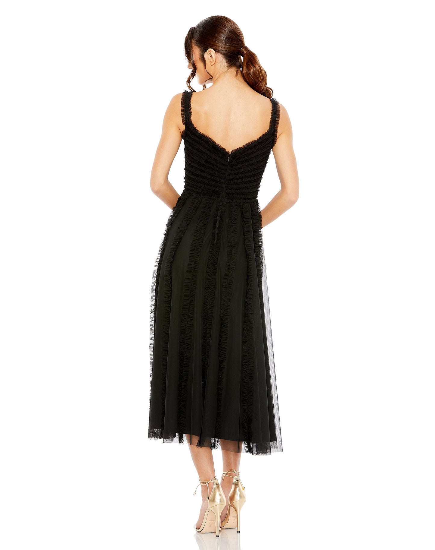 Ruffle Cocktail Tea Length Dress Ruffle Tea Length Mac Duggal 8056