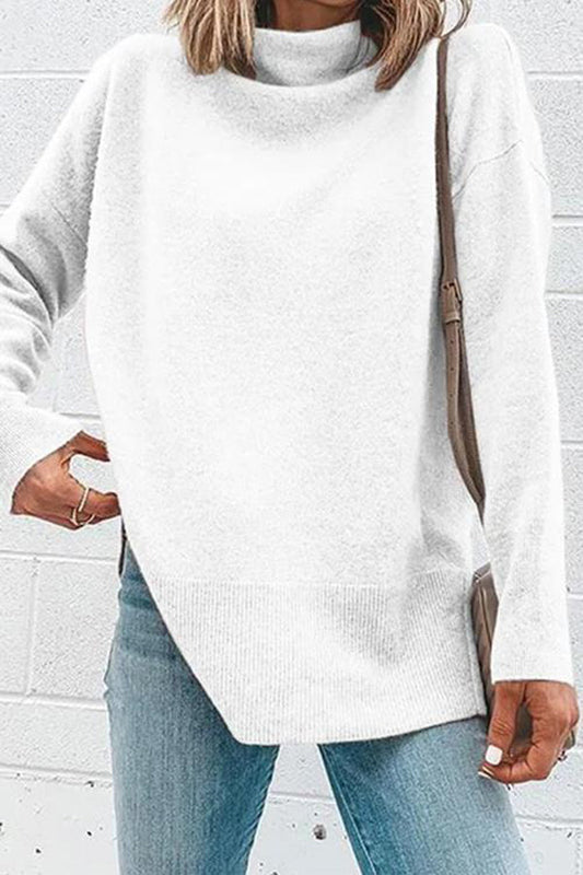 Turtleneck Drop Shoulder Long Sleeve Top