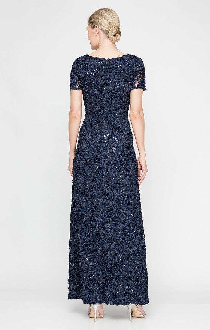 Alex Evenings 81122670 A Line Long Formal Lace Sequin Mother of the Bride Dress