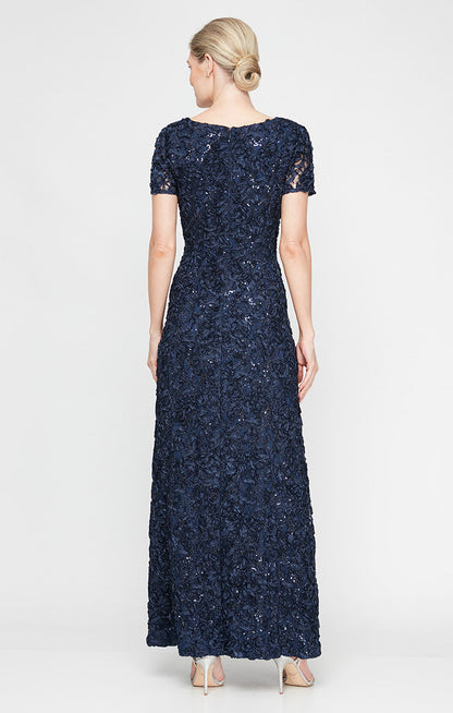 Alex Evenings 81122670 A Line Long Formal Lace Sequin Mother of the Bride Dress