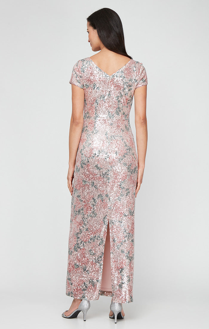 Alex Evenings 8196990 Long Formal Printed Sequin Dress
