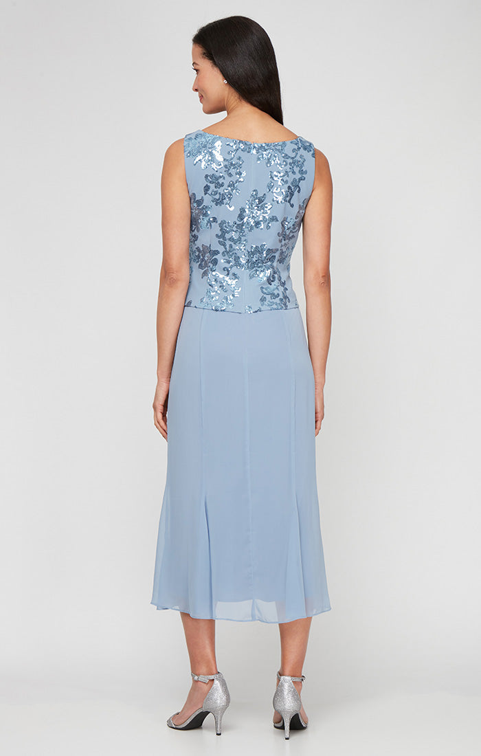 Alex Evenings 8196991 Formal Tea Length Mother of the Bride Sequin Dress