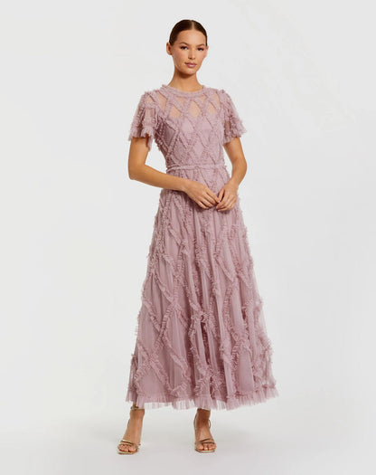 Long Ruffle Dress A Line Mac Duggal 8278