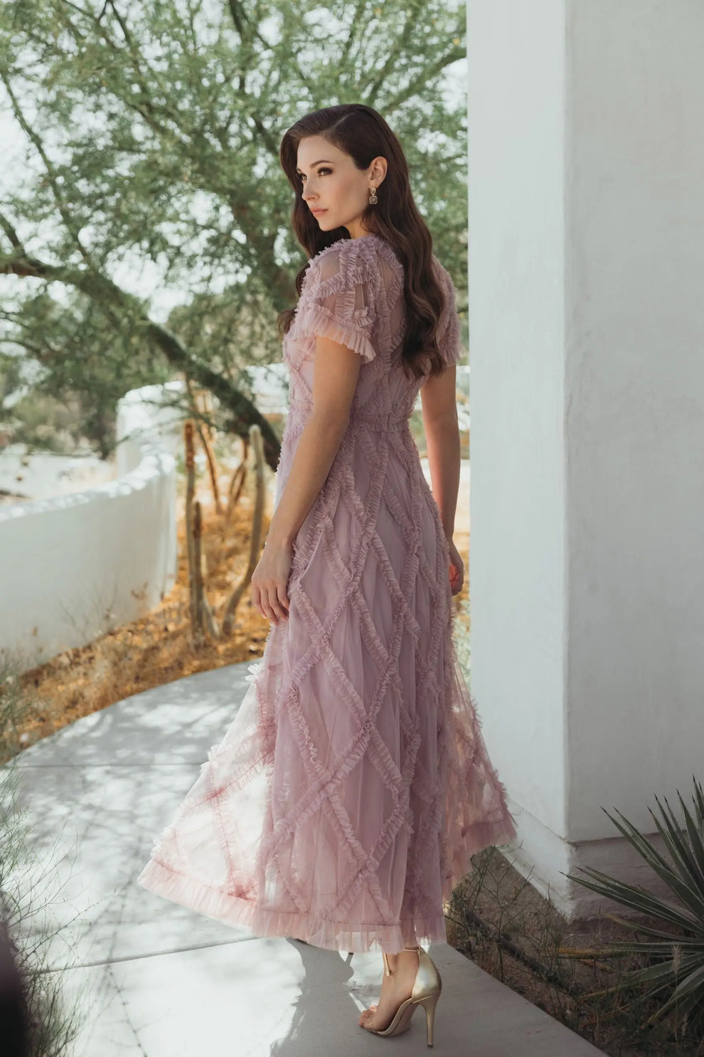 Long Ruffle Dress A Line Mac Duggal 8278