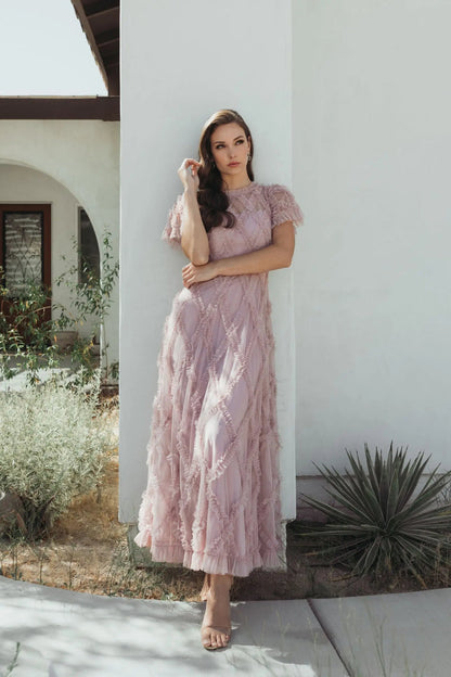 Long Ruffle Dress A Line Mac Duggal 8278