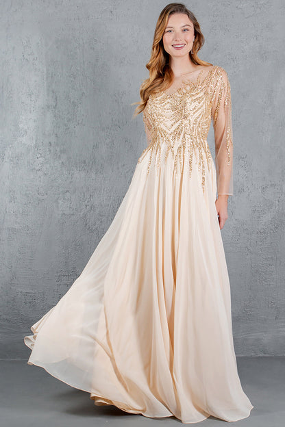 Cinderella Couture 8294M A Line Long Formal Sequin Dress