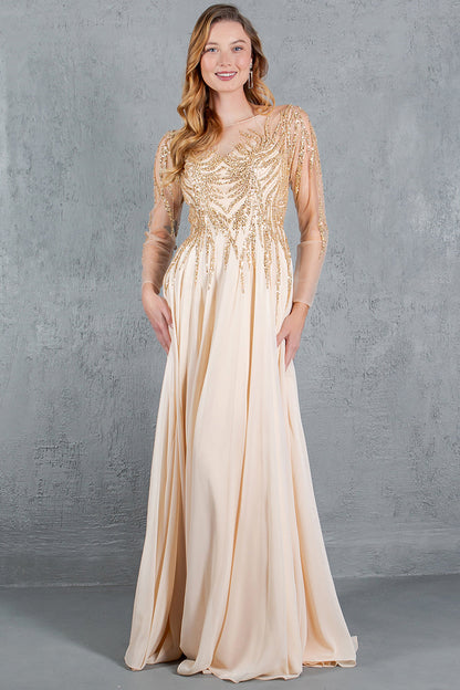 Cinderella Couture 8294M A Line Long Formal Sequin Dress