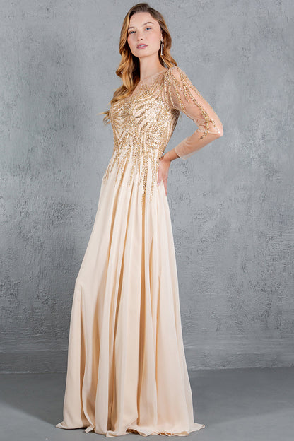 Cinderella Couture 8294M A Line Long Formal Sequin Dress