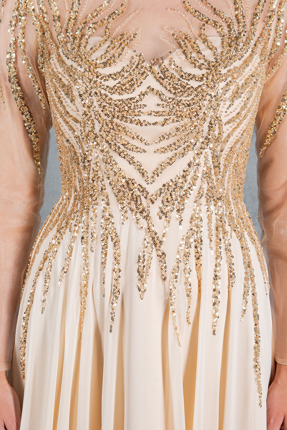Cinderella Couture 8294M A Line Long Formal Sequin Dress