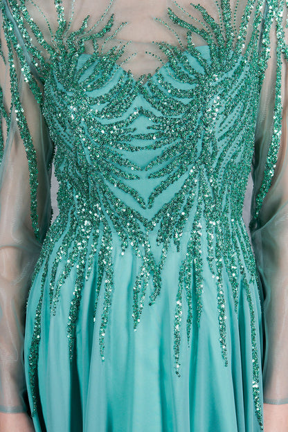 Cinderella Couture 8294M A Line Long Formal Sequin Dress