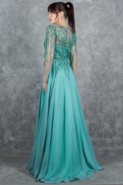 Cinderella Couture 8294M A Line Long Formal Sequin Dress