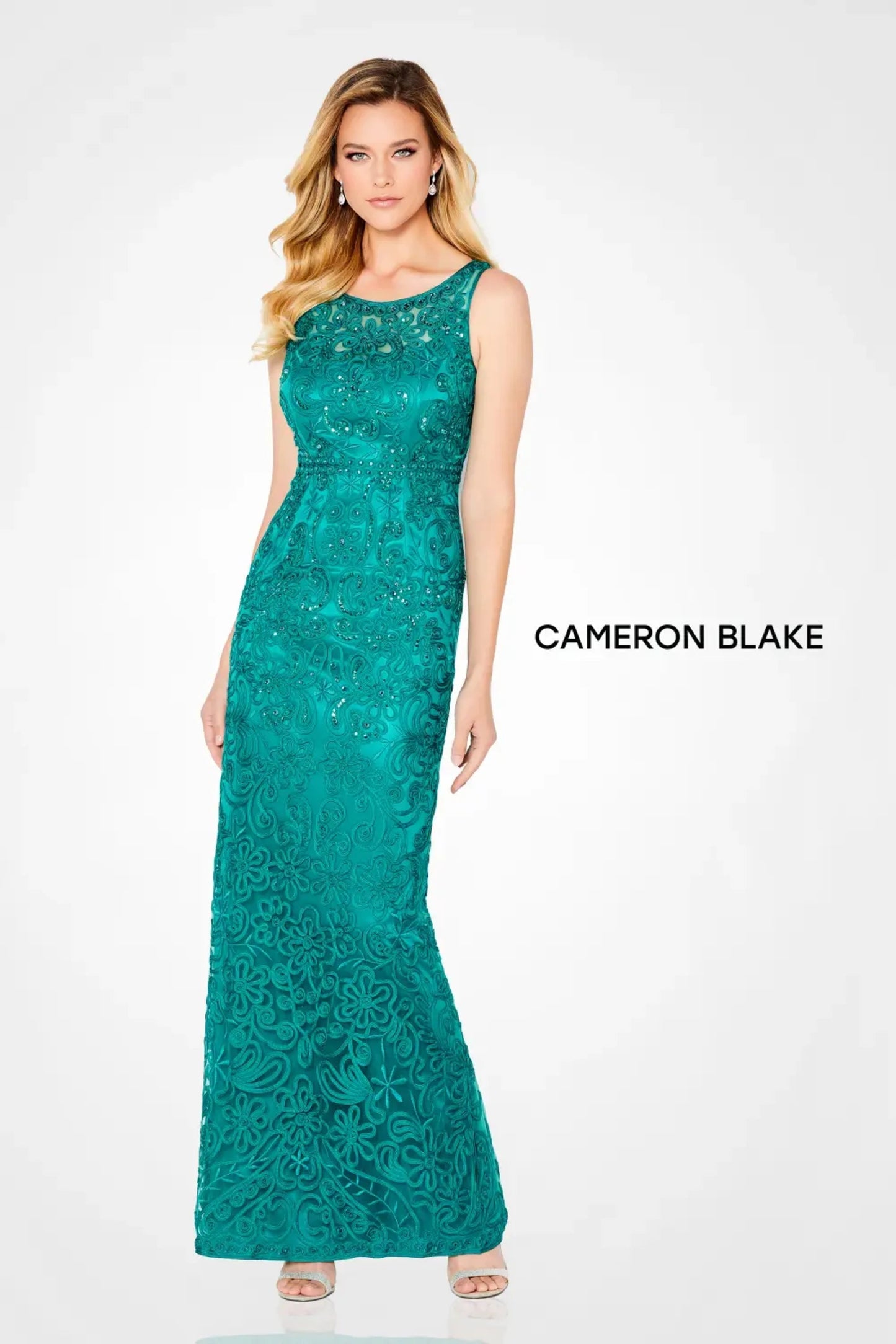 Cameron Blake 115604 A Line Beaded Formal Long Evening Gown