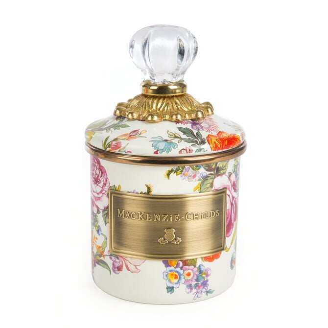 White Flower Market Enamel Canisters