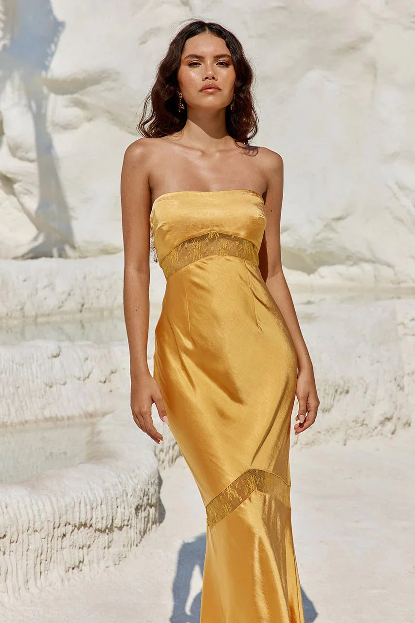 Melrose Strapless Dress - Orange