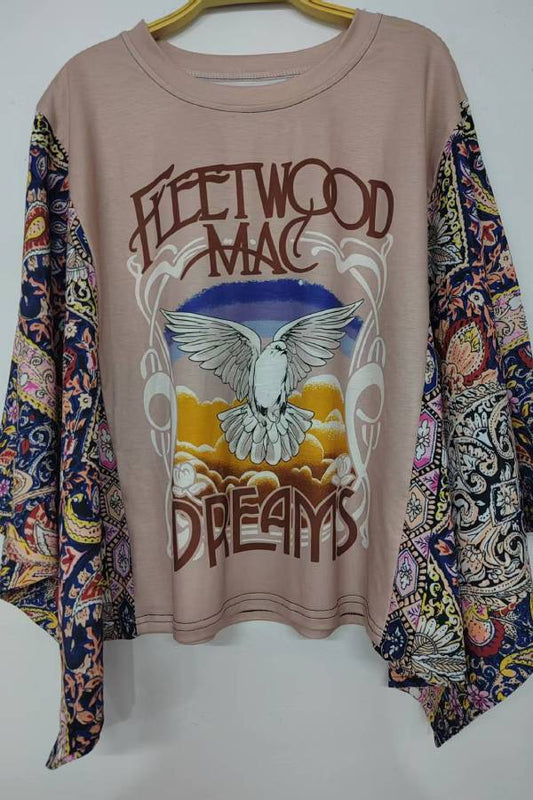 Rock Band Paisley Print Panel Top