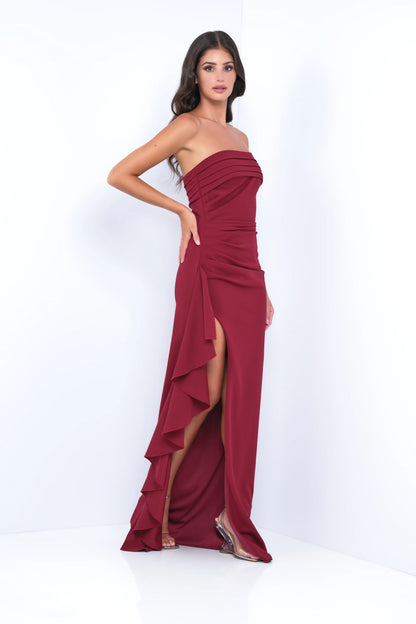 Marie Strapless Maxi Dress - Burgundy