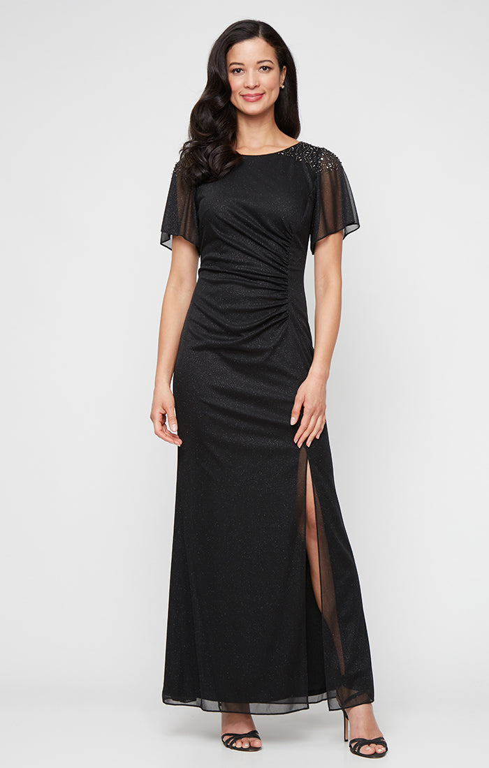 SL Fashions 9133233 Long Formal Mother of the Bride Slit Dress