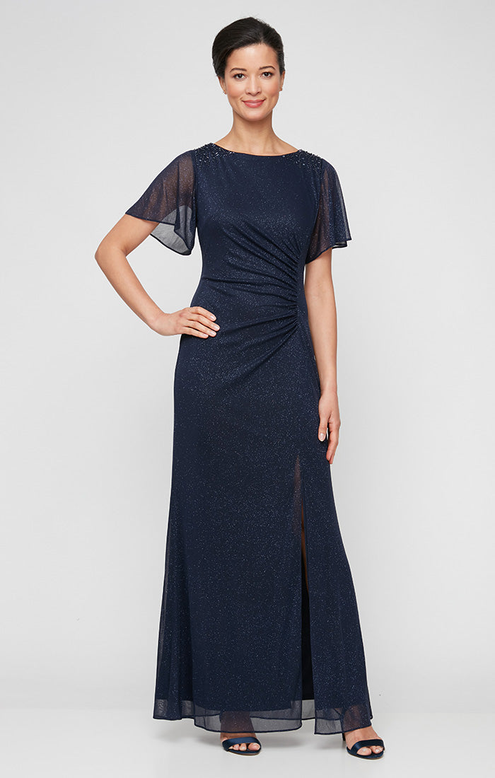 SL Fashions 9133233 Long Formal Mother of the Bride Slit Dress