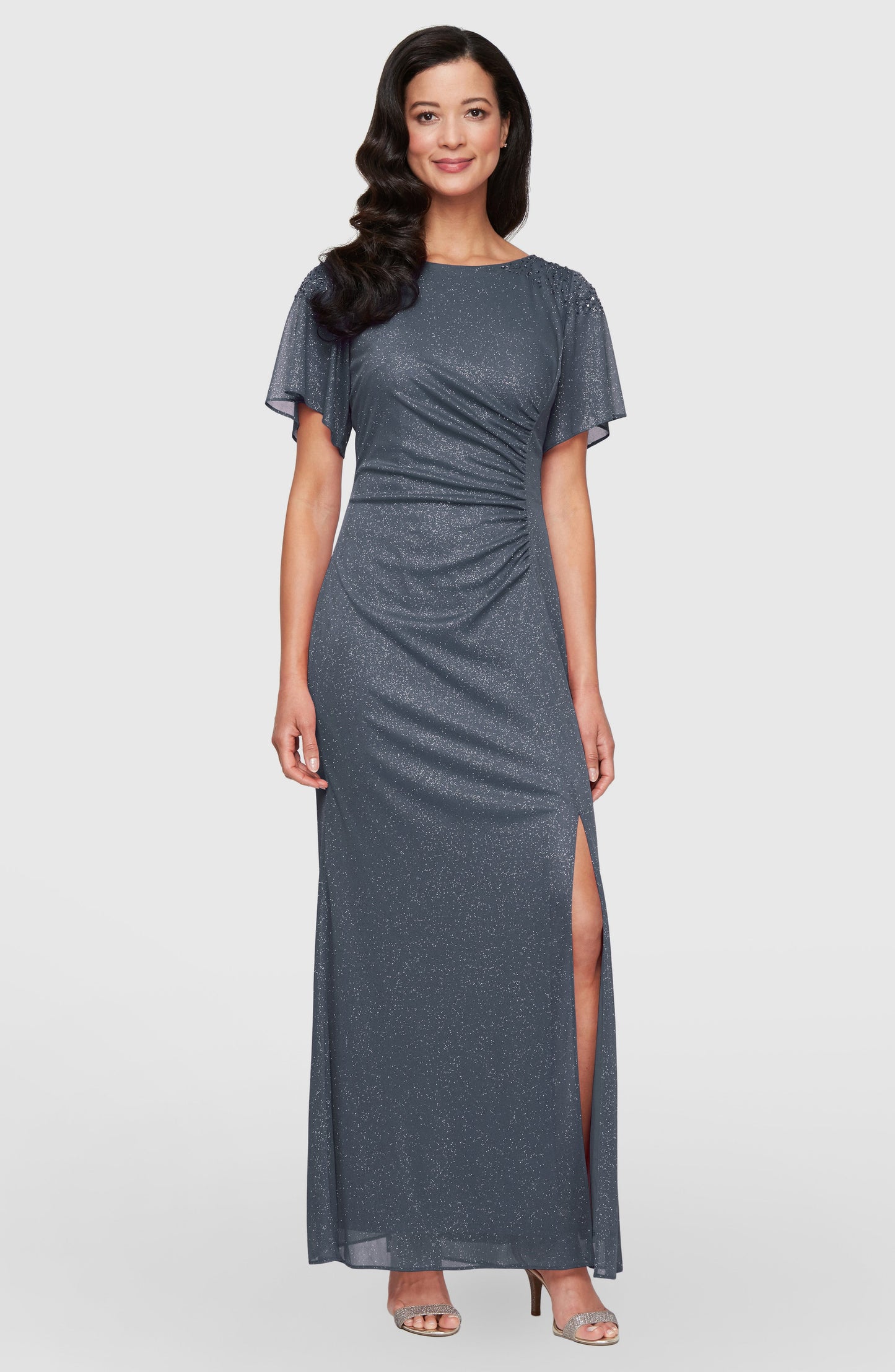 SL Fashions 9133233 Long Formal Mother of the Bride Slit Dress