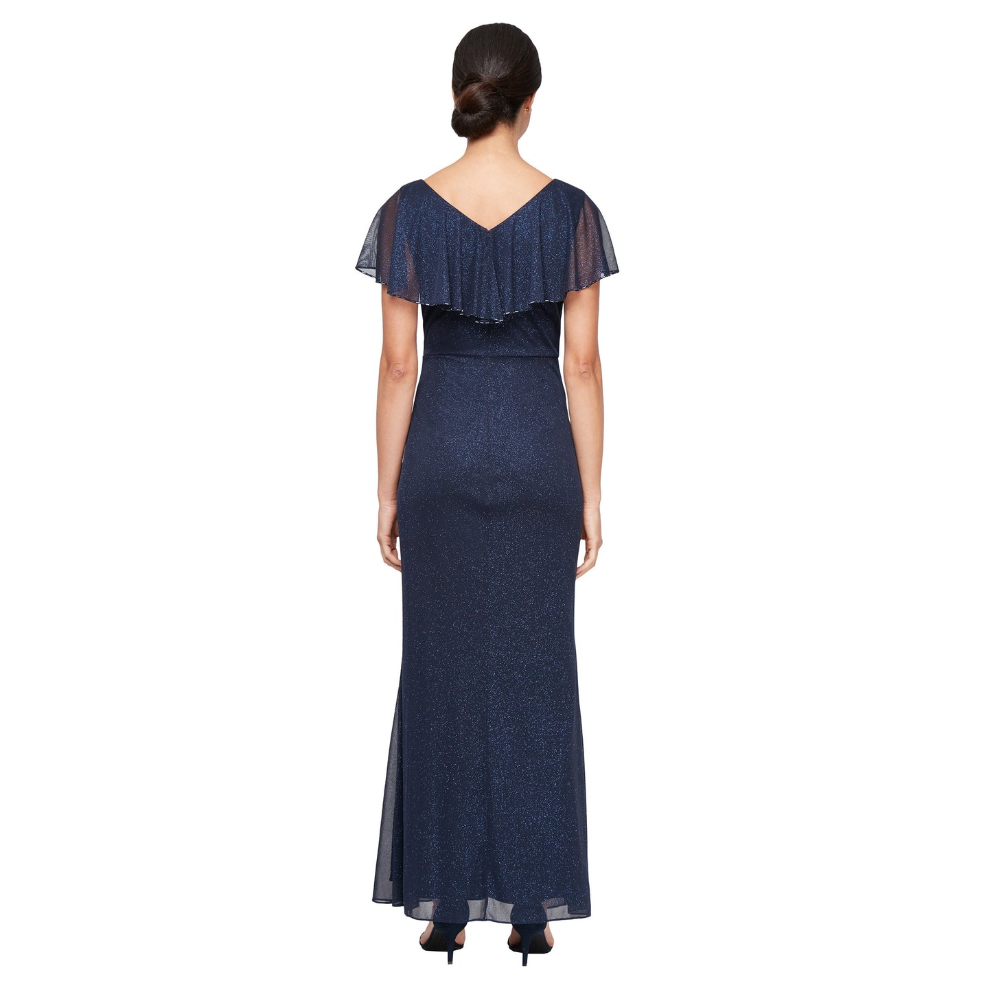 SL Fashions 9133254 Long Formal Mother of the Bride Capelet Dress