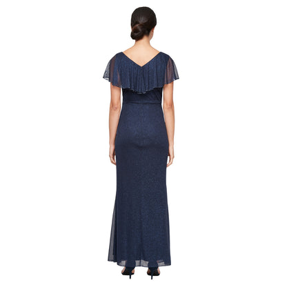 SL Fashions 9133254 Long Formal Mother of the Bride Capelet Dress