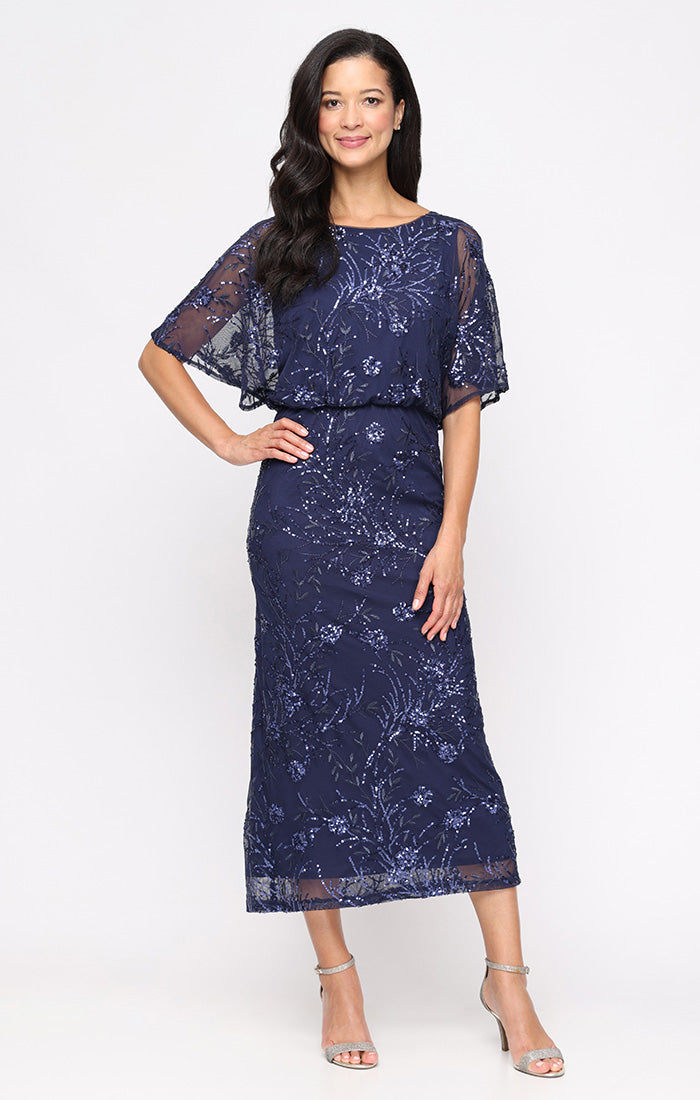 SL Fashions 9196478 Formal Mother of the Bride Tea Length Dress