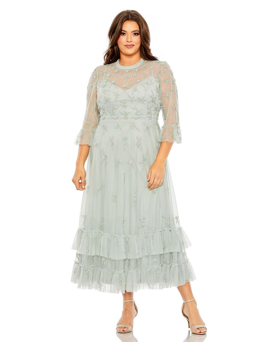 Plus Size Formal Tea Length Dress Tea Length Plus Size Mac Duggal 9263