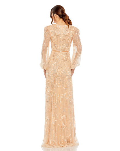 Beaded Long Sleeve Fitted Formal Evening Gown Beaded Long Sleeve Fitted Evening Mac Duggal 93930