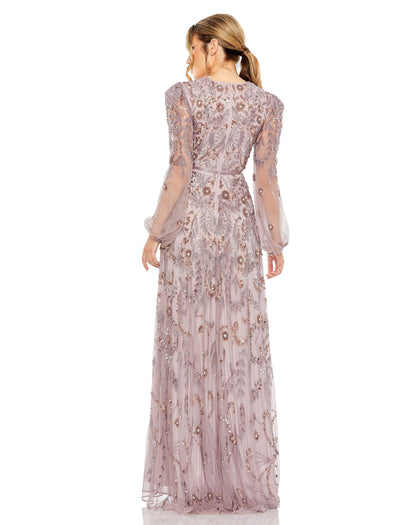 Beaded Long Sleeve Fitted Formal Evening Gown Beaded Long Sleeve Fitted Evening Mac Duggal 93930
