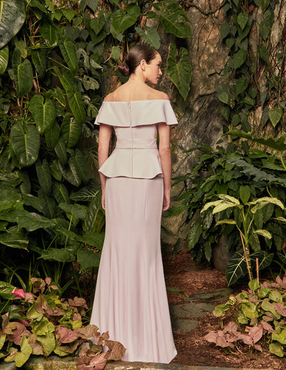 Alexander by Daymor 950 Formal Long Belted Peplum Evening Dress