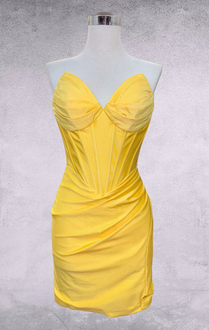 KNOX MINI DRESS - STRAPLESS SATIN COCKTAIL DRESS