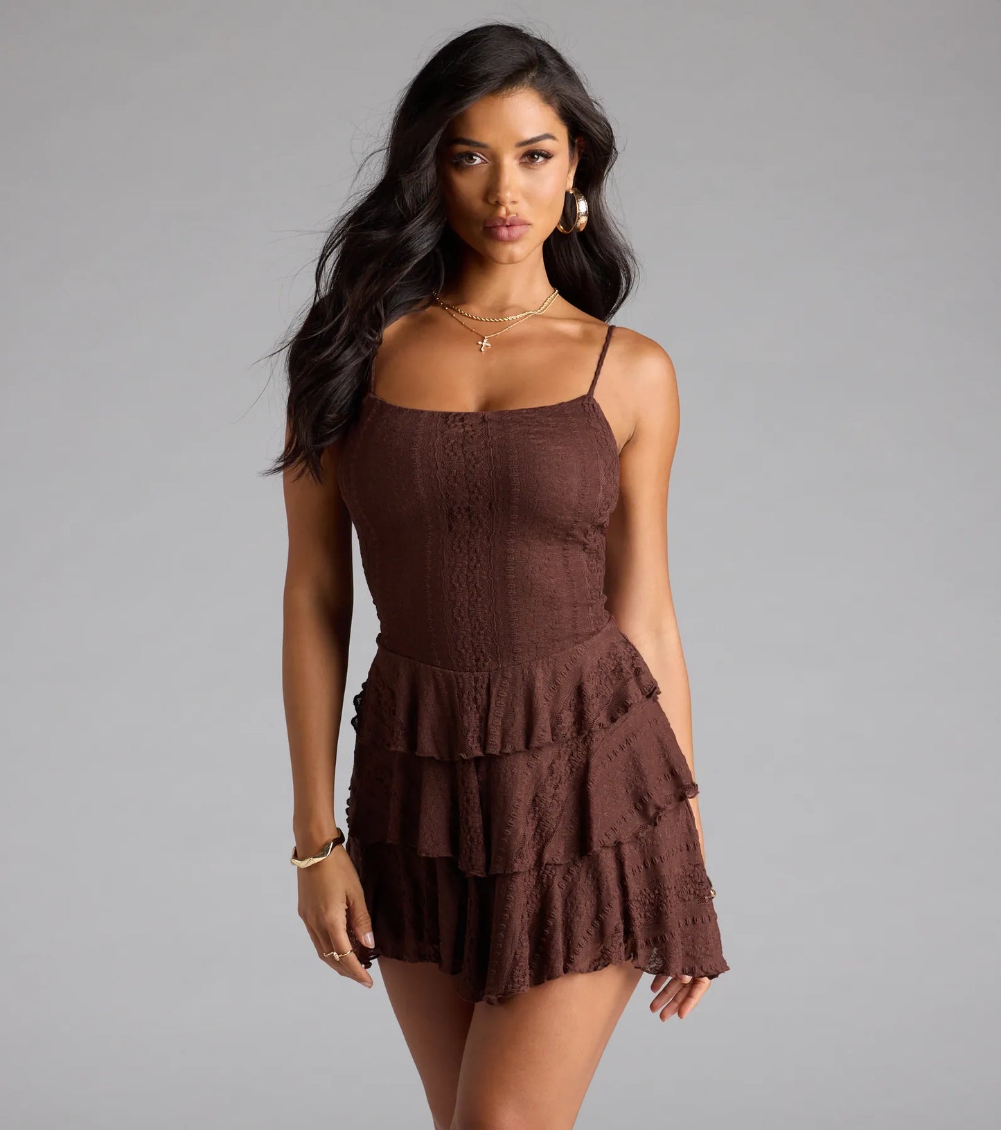 Like A Daydream Lace Ruffle Skater Dress