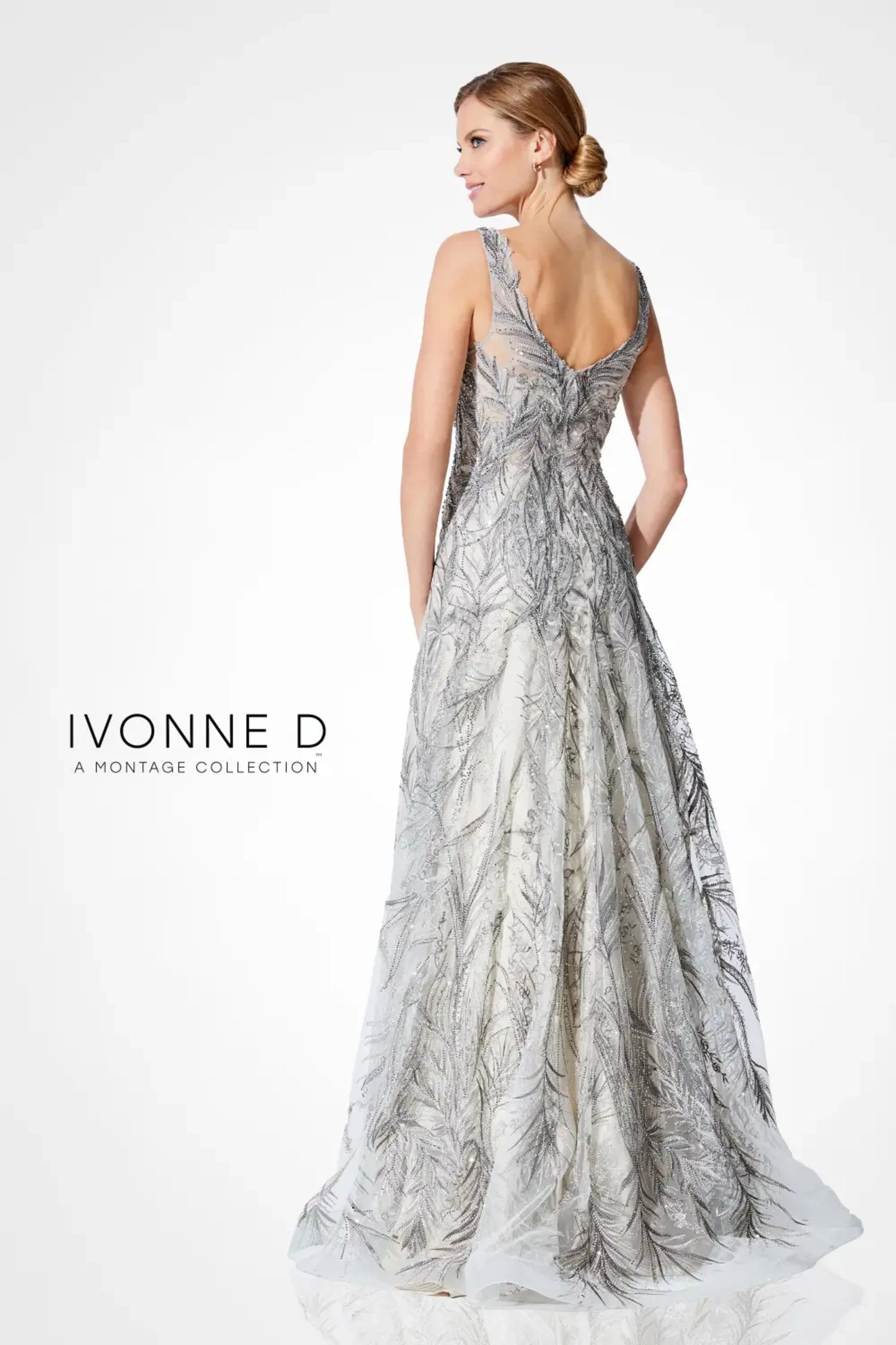 Ivonne D 221D45 Long Beaded Lace Formal A Line Evening Dress