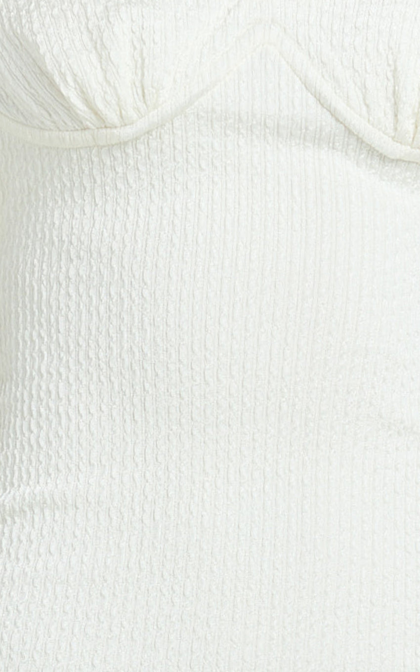 Anziel Maxi Dress - Underwire Off Shoulder Backless Column Jersey Tie Back in Off White