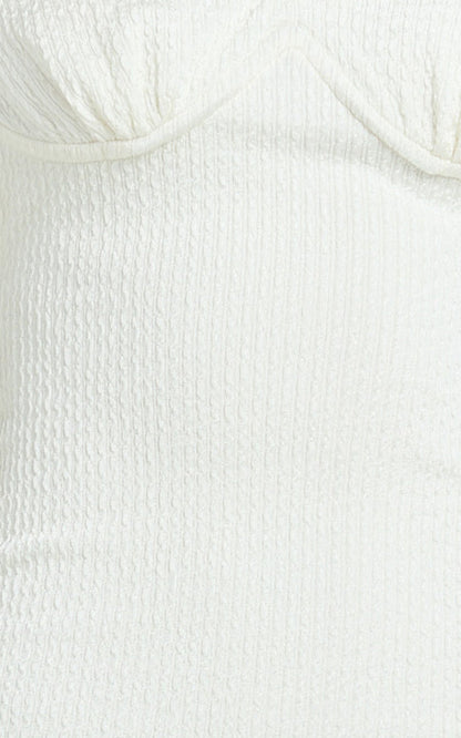 Anziel Maxi Dress - Underwire Off Shoulder Backless Column Jersey Tie Back in Off White