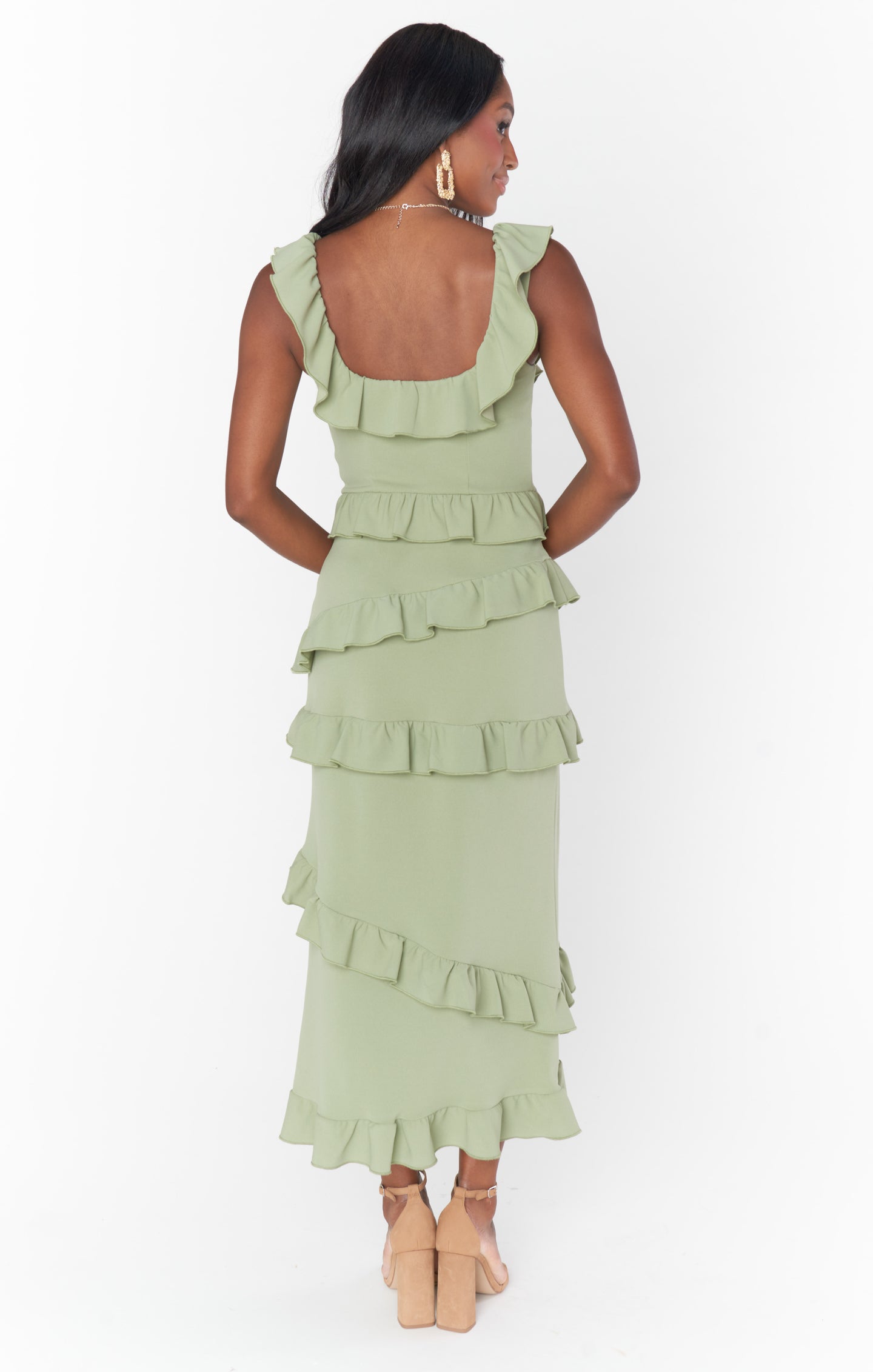Greta Dress ~ Moss Green Stretch