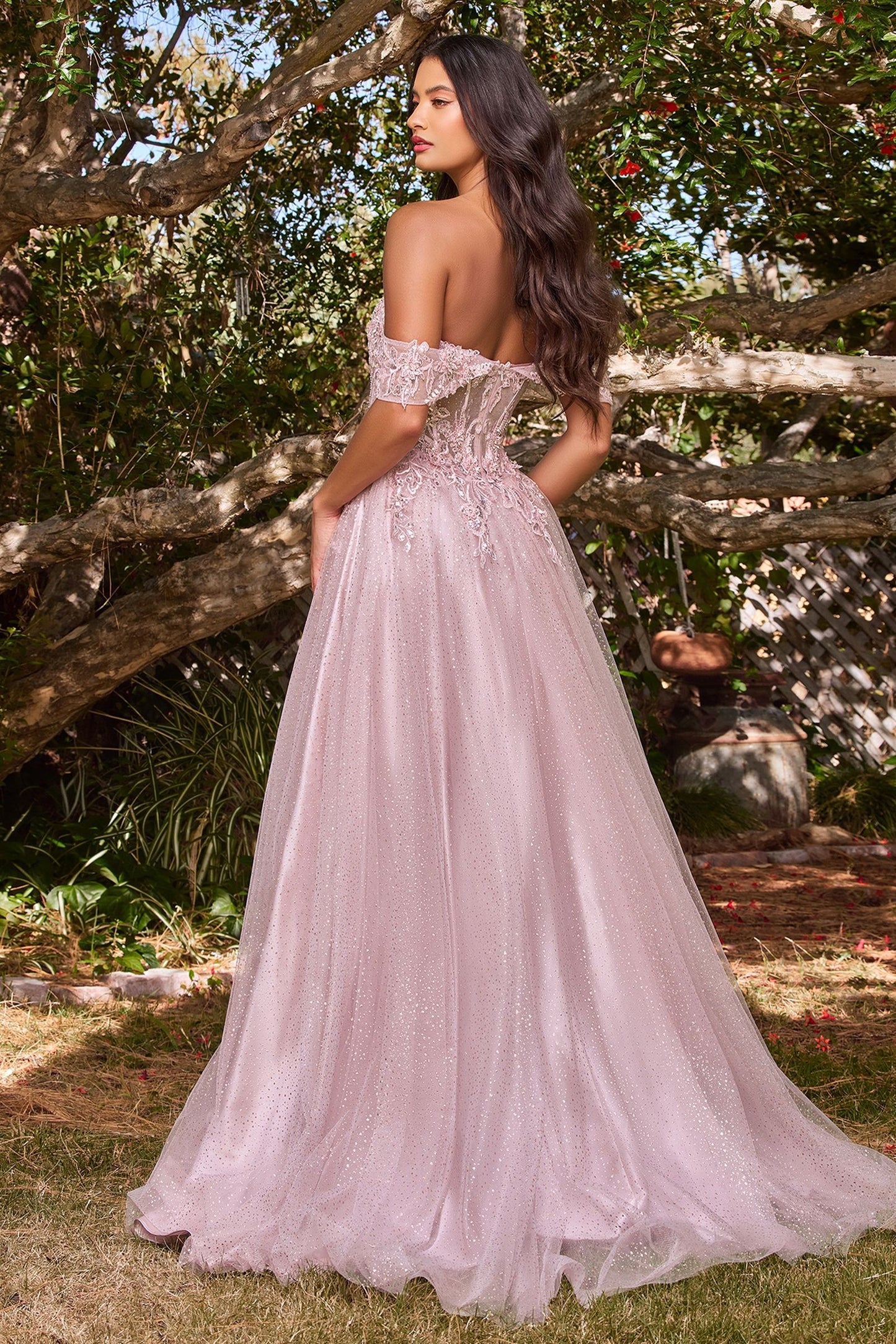 Off Shoulder Beaded Corset Long Ball Gown Prom Dress by LaDivine CD0198