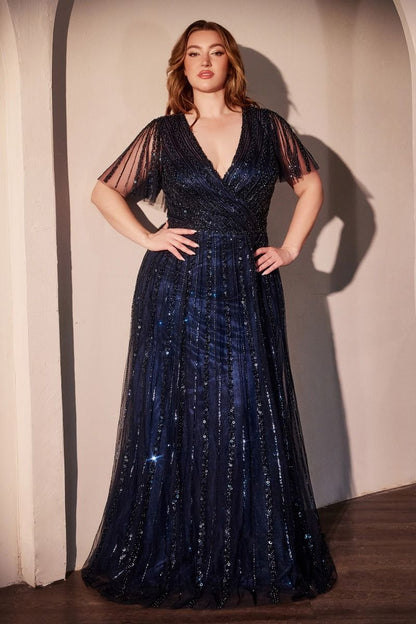 Long Beaded A-Line Formal Dress by LaDivine CD0241