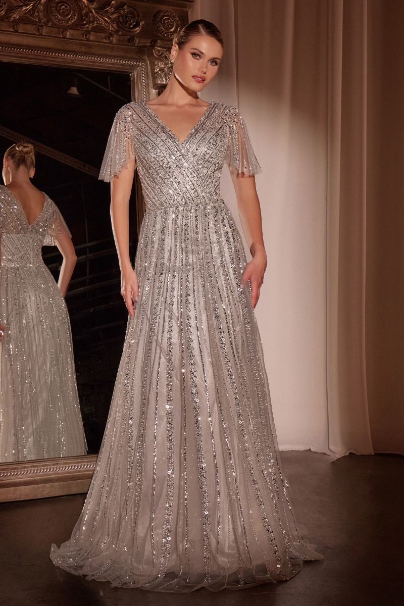 Long Beaded A-Line Formal Dress by LaDivine CD0241