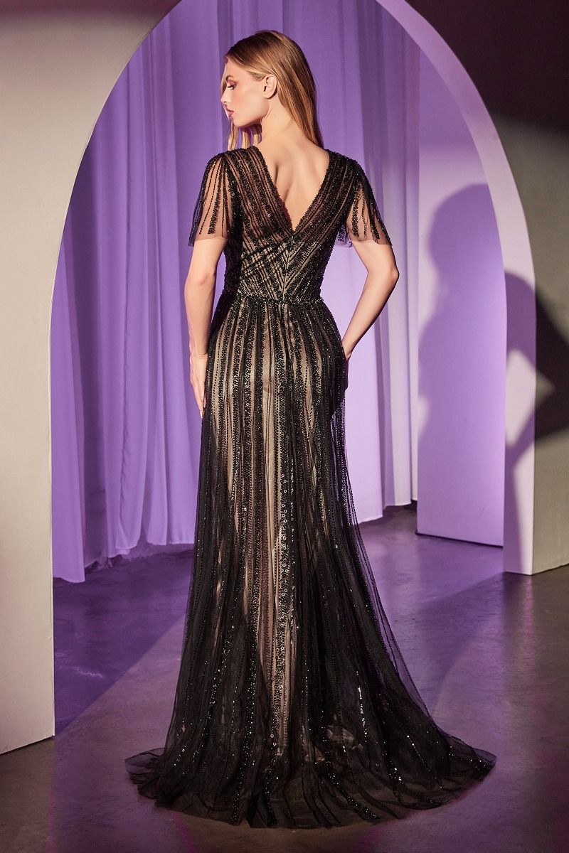 Long Beaded A-Line Formal Dress by LaDivine CD0241