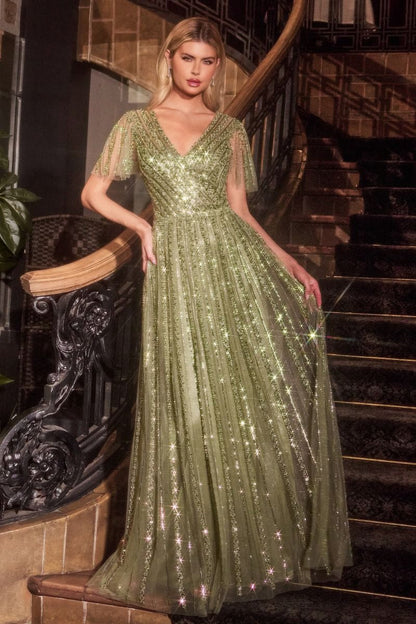 Long Beaded A-Line Formal Dress by LaDivine CD0241