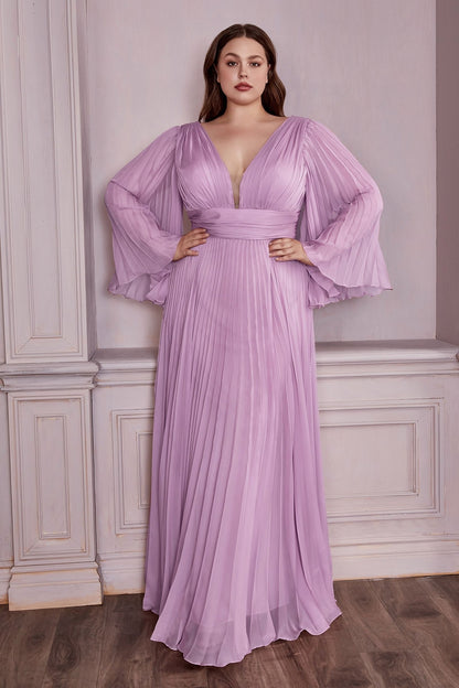 Long Sleeve Formal A-Line Plus Size Dress by LaDivine CD242C