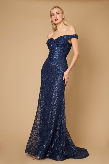 Off Shoulder Formal Mermaid Fitted Evening Dress