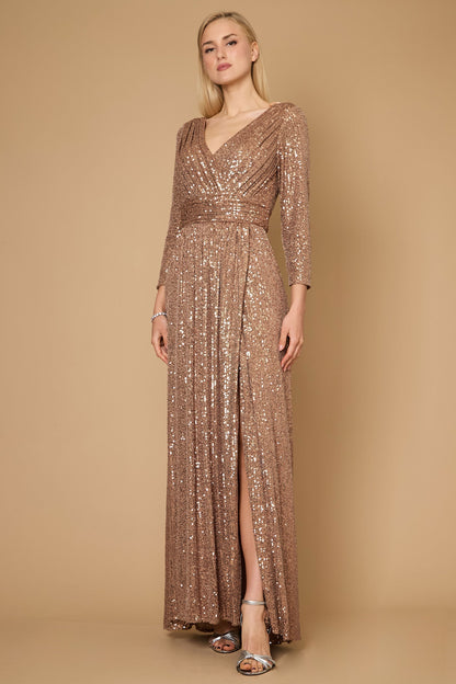 Long Sleeve Sequin Formal Hand Beaded Prom Dress