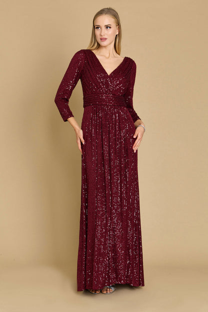 Long Sleeve Sequin Formal Hand Beaded Prom Dress